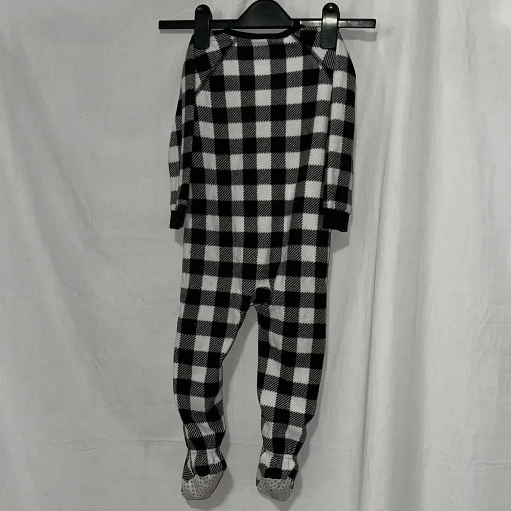 black & white checkered / gingham / plaid Children's Place footie pjs size 2T